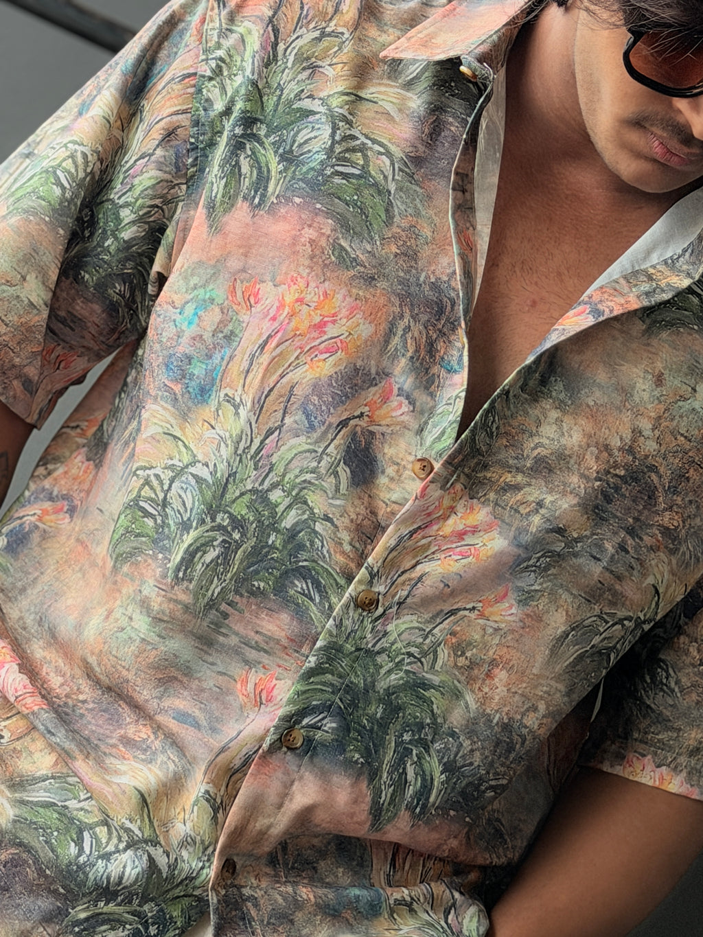 Floralprinted Relaxedfit Resort Fivesleeve Shirt