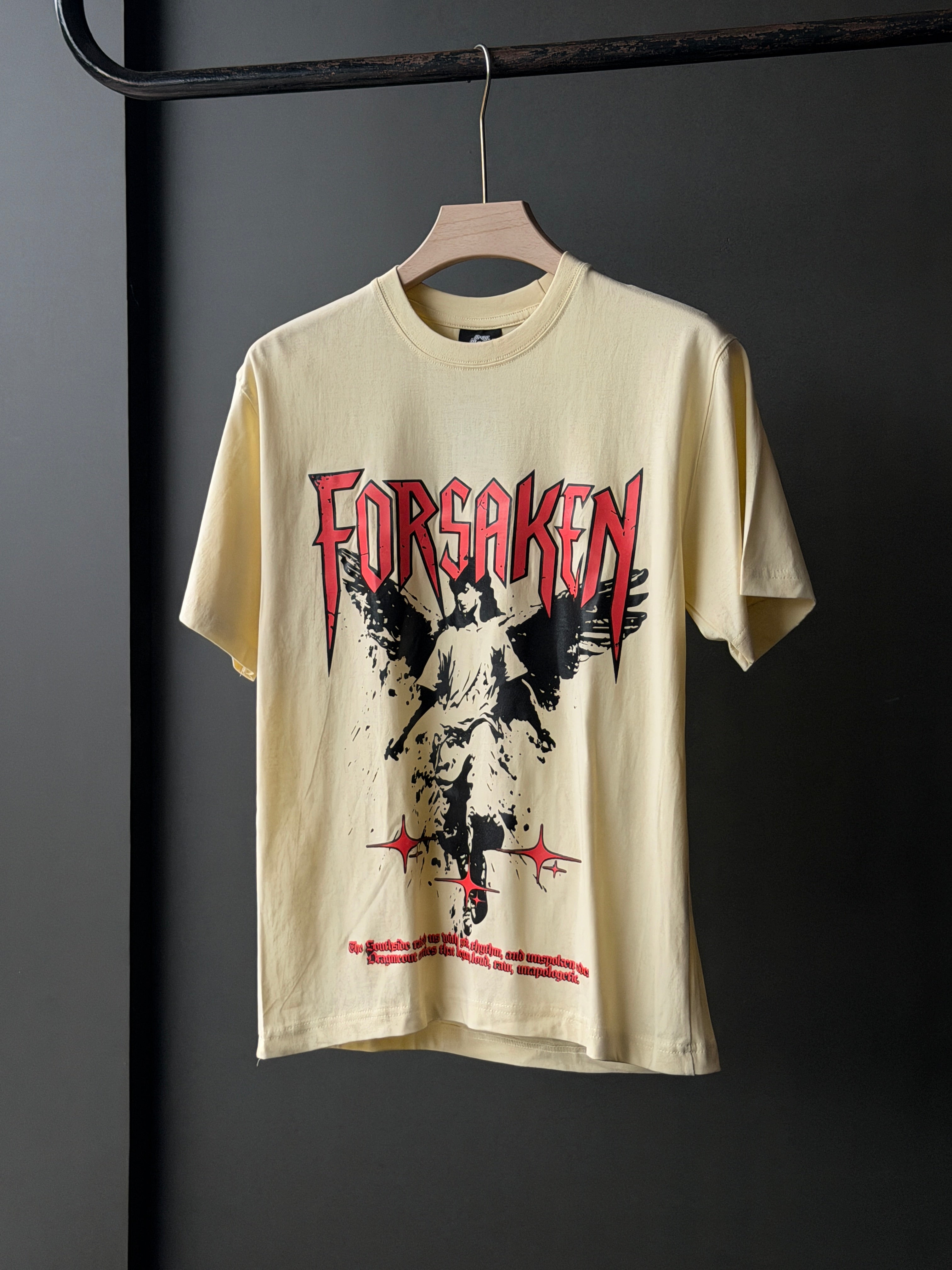 Forsaken Front Print Over Sized Fivesleeve Tshirt