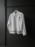 Golden Bloom White Floral IMP Cotton Embroidery Fullsleeve Shirt