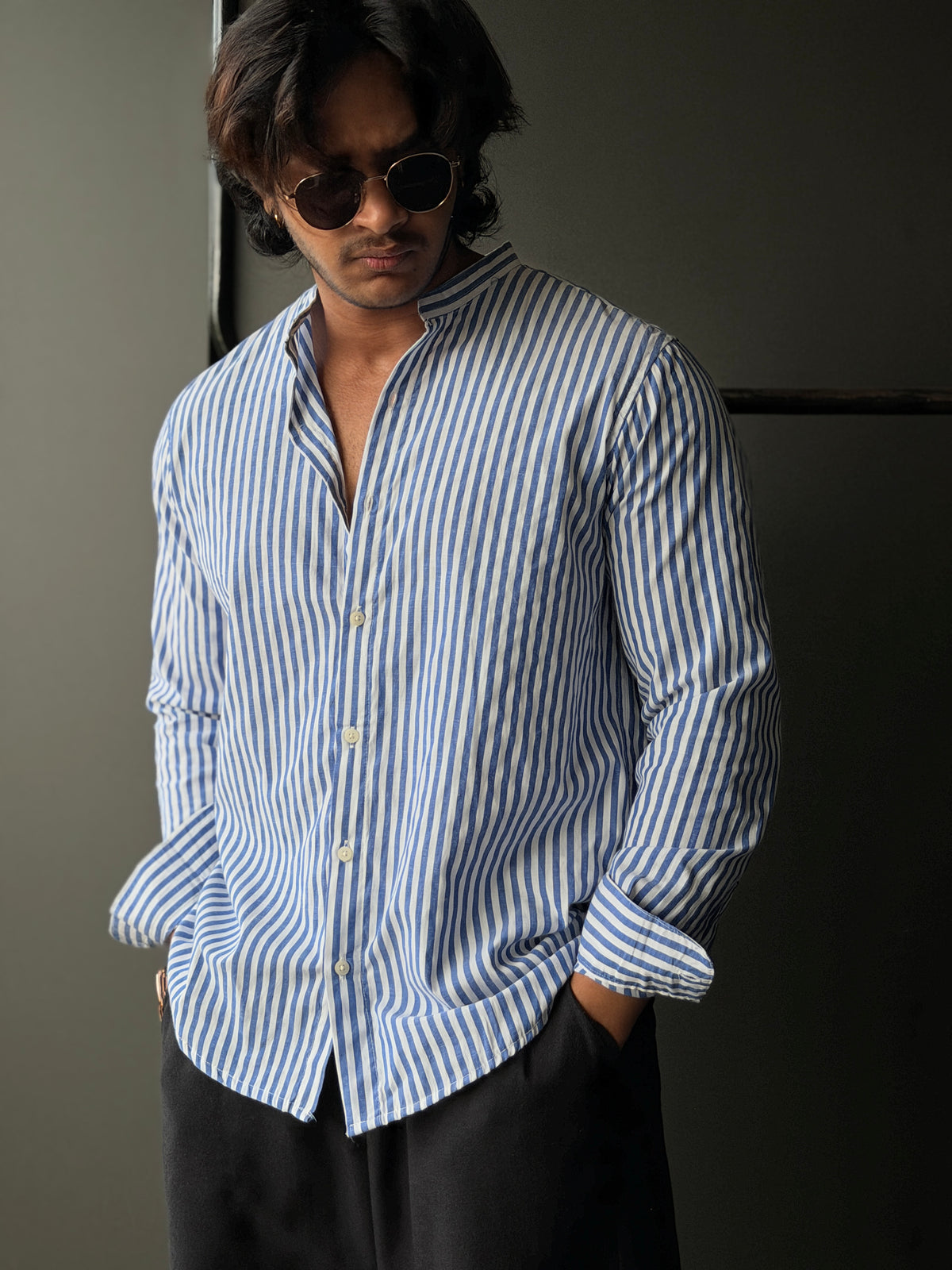 Heritagestripe Chineseneck Fullsleeve Shirt