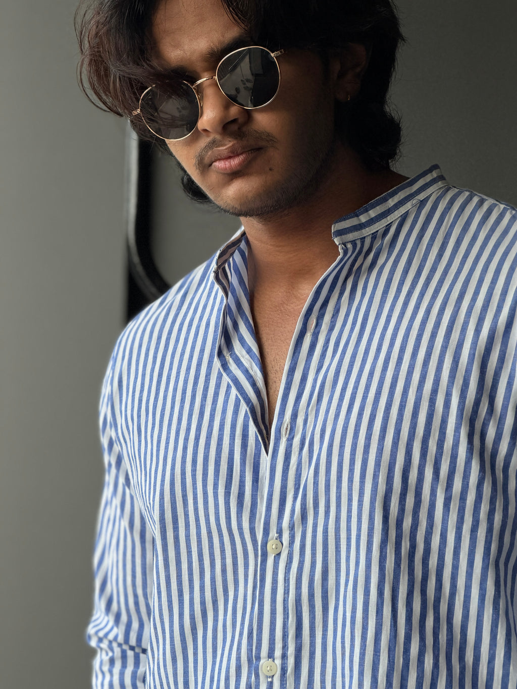 Heritagestripe Chineseneck Fullsleeve Shirt