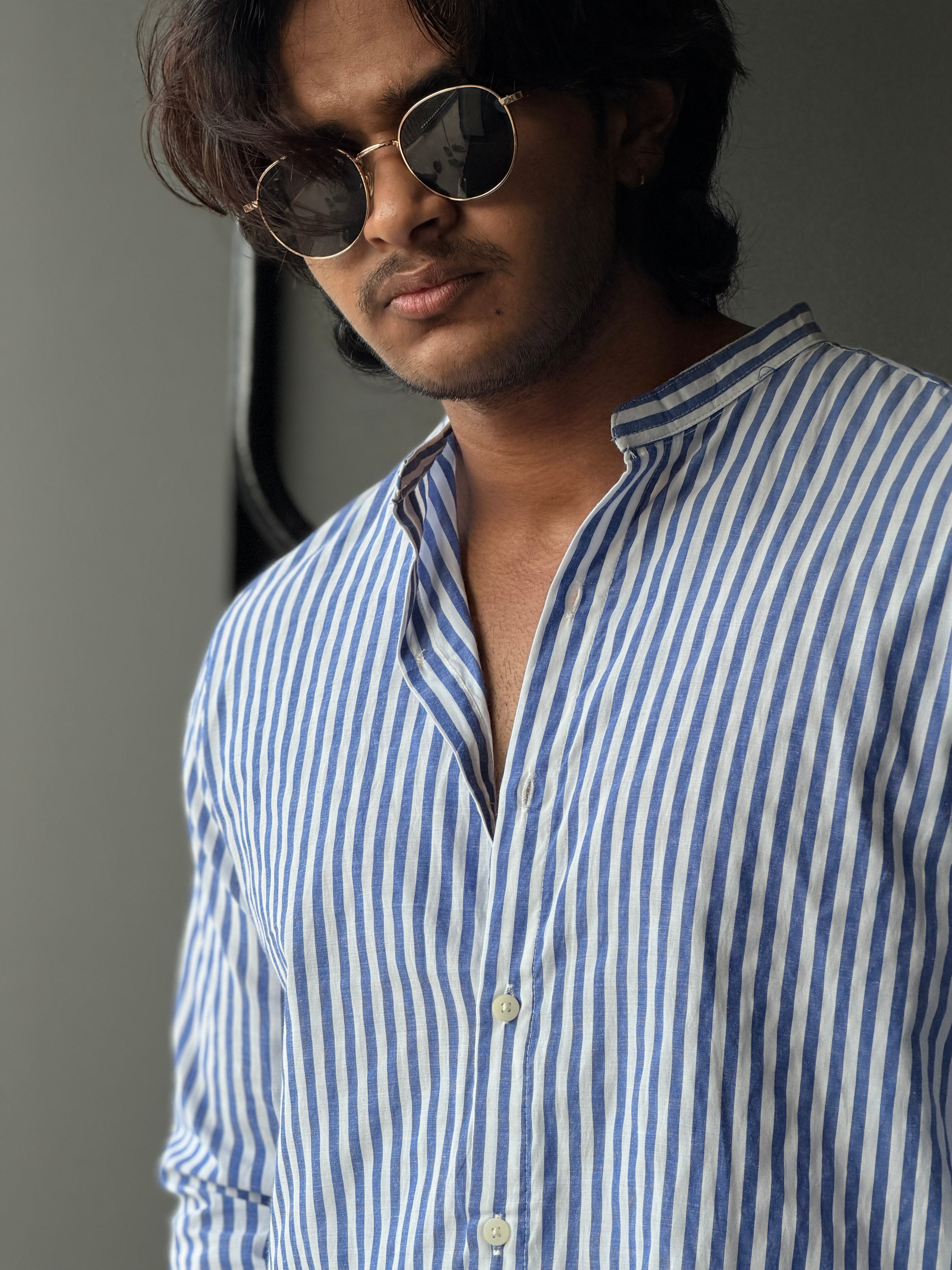Heritagestripe Chineseneck Fullsleeve Shirt