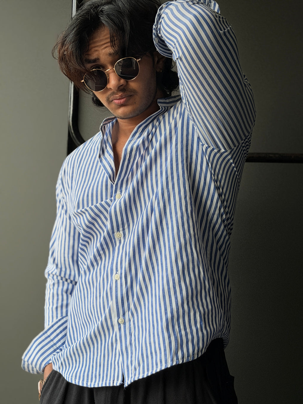 Heritagestripe Chineseneck Fullsleeve Shirt