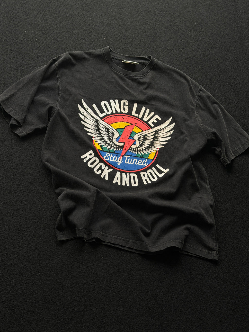 Khart Longlive Acid Wash Frontprint Fivesleeve Tshirt