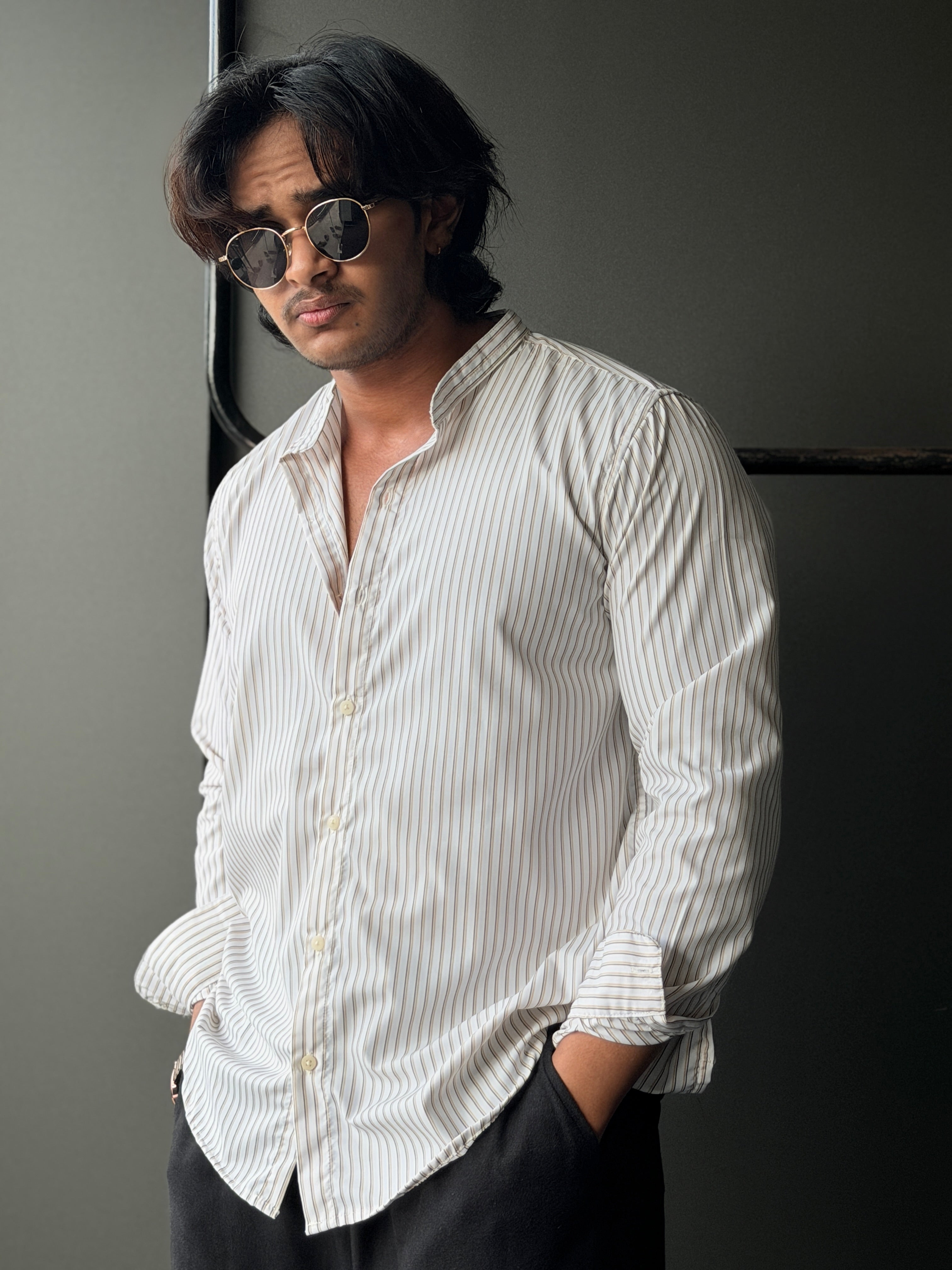 Maisonstripe Chineseneck Fullsleeve Shirt