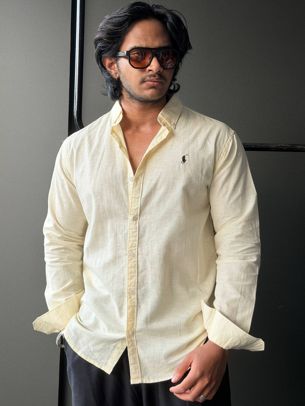 Ivory Cream Linen Plain    FullSleeve Shirt