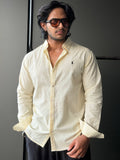 Ivory Cream Linen Plain    FullSleeve Shirt