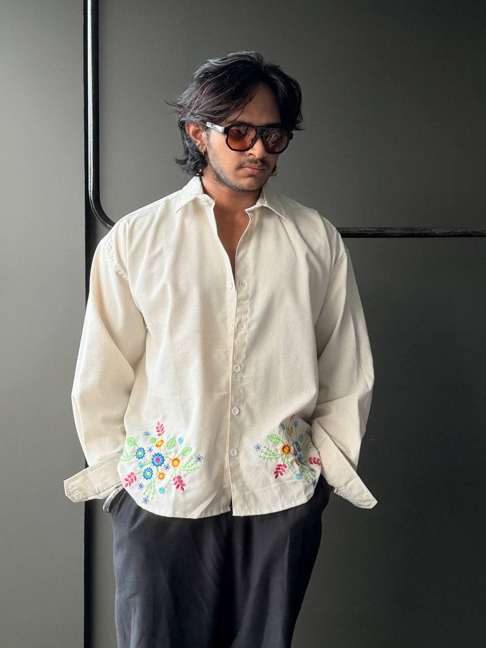 Garden Lace Embroidery  Fullsleeve Shirts