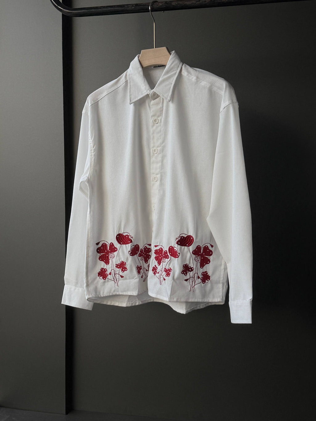 Crimson Poppy Embroidery  Fullsleeve shirts