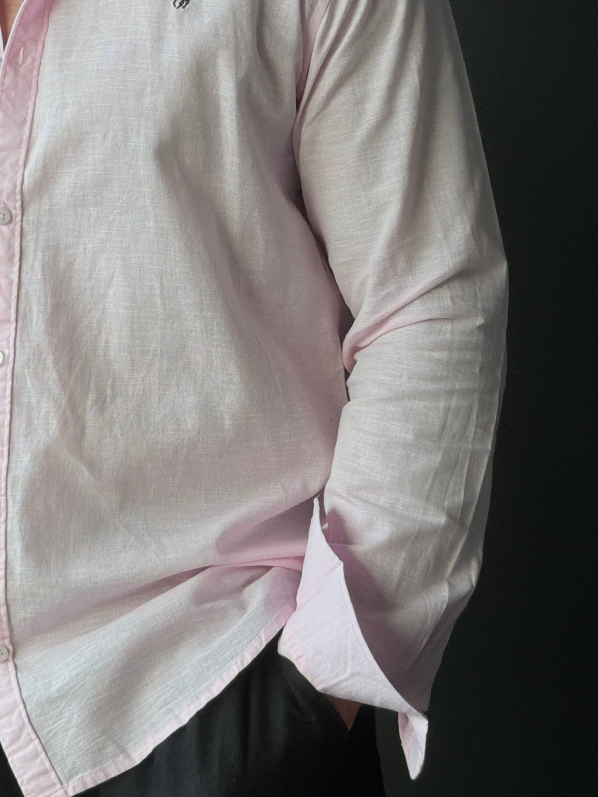 Pastel Rose Linen Plain     FullSleeve Shirts