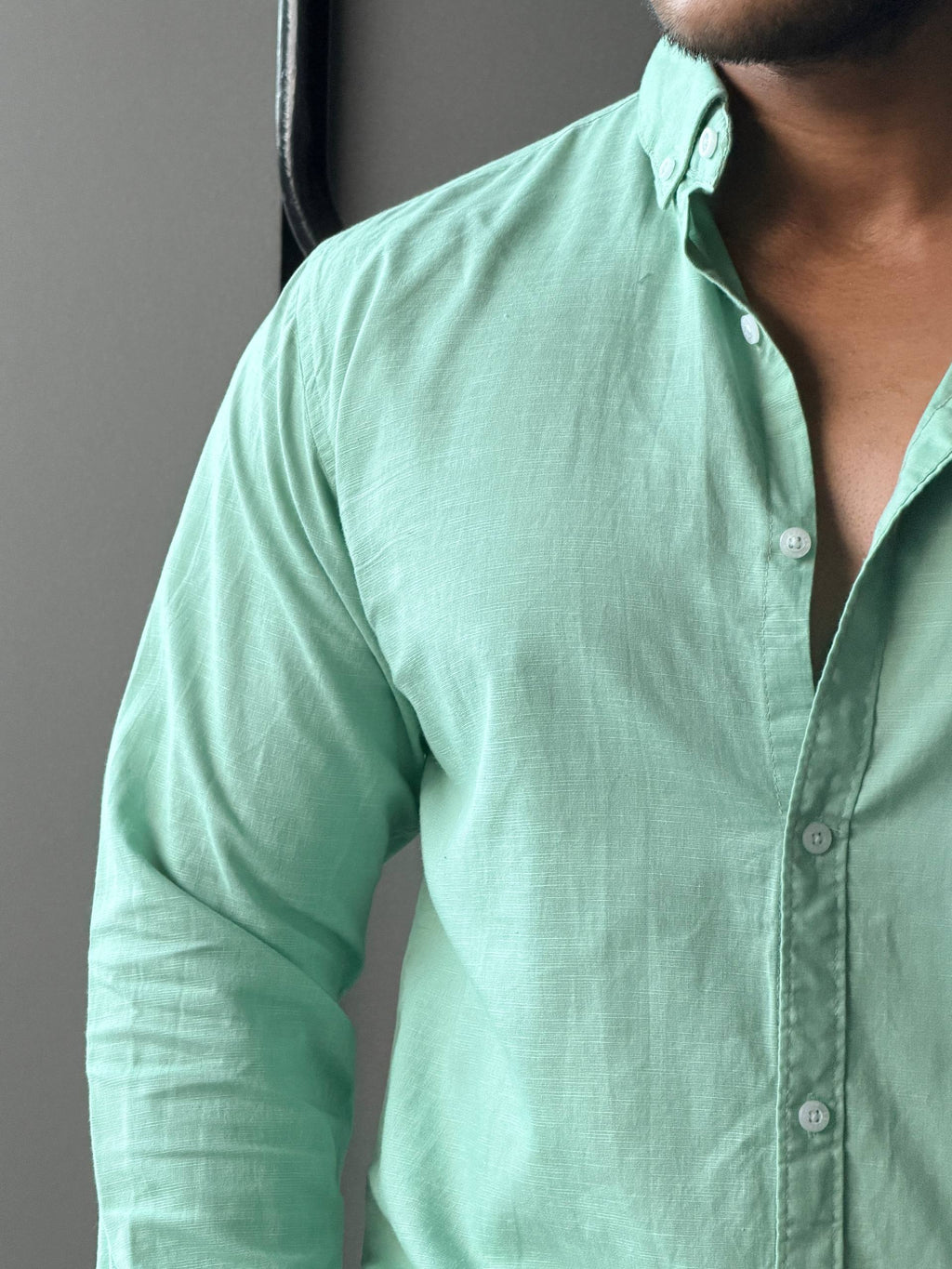 Mint Sage Linen Plain       FullSleeve Shirt
