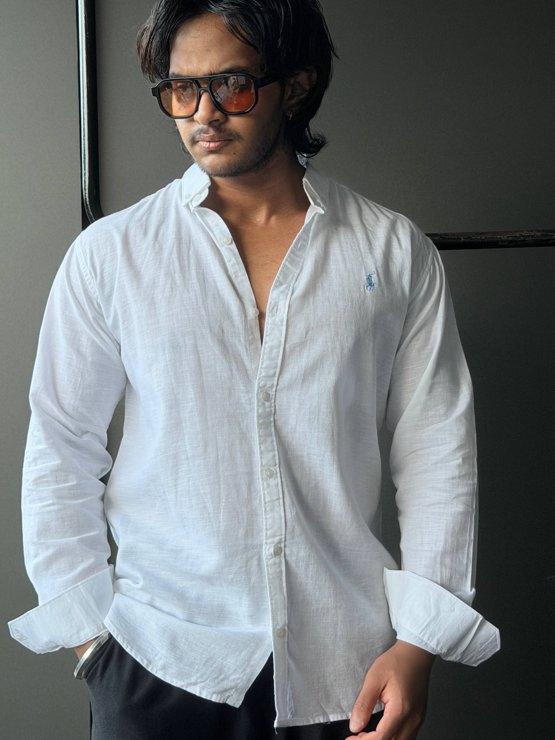 Classic White Linen Plain FullSleeve Shirts