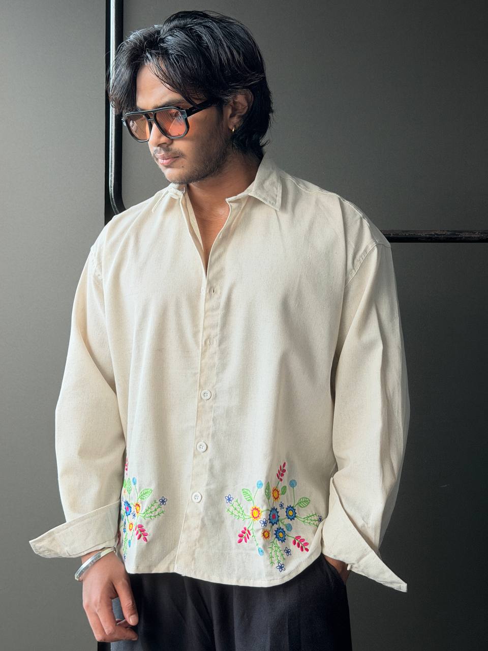 Garden Lace Embroidery  Fullsleeve Shirts