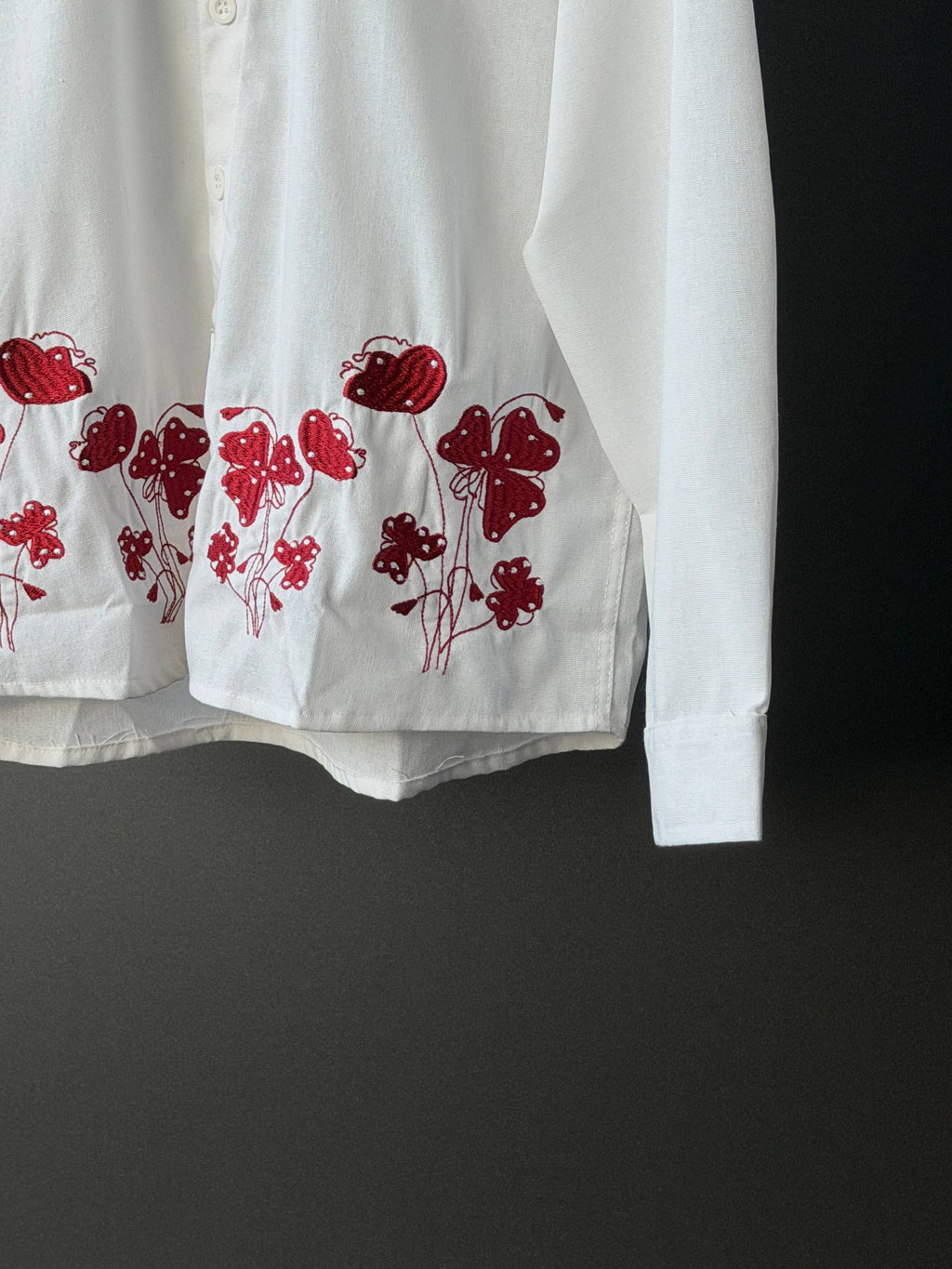 Crimson Poppy Embroidery  Fullsleeve shirts