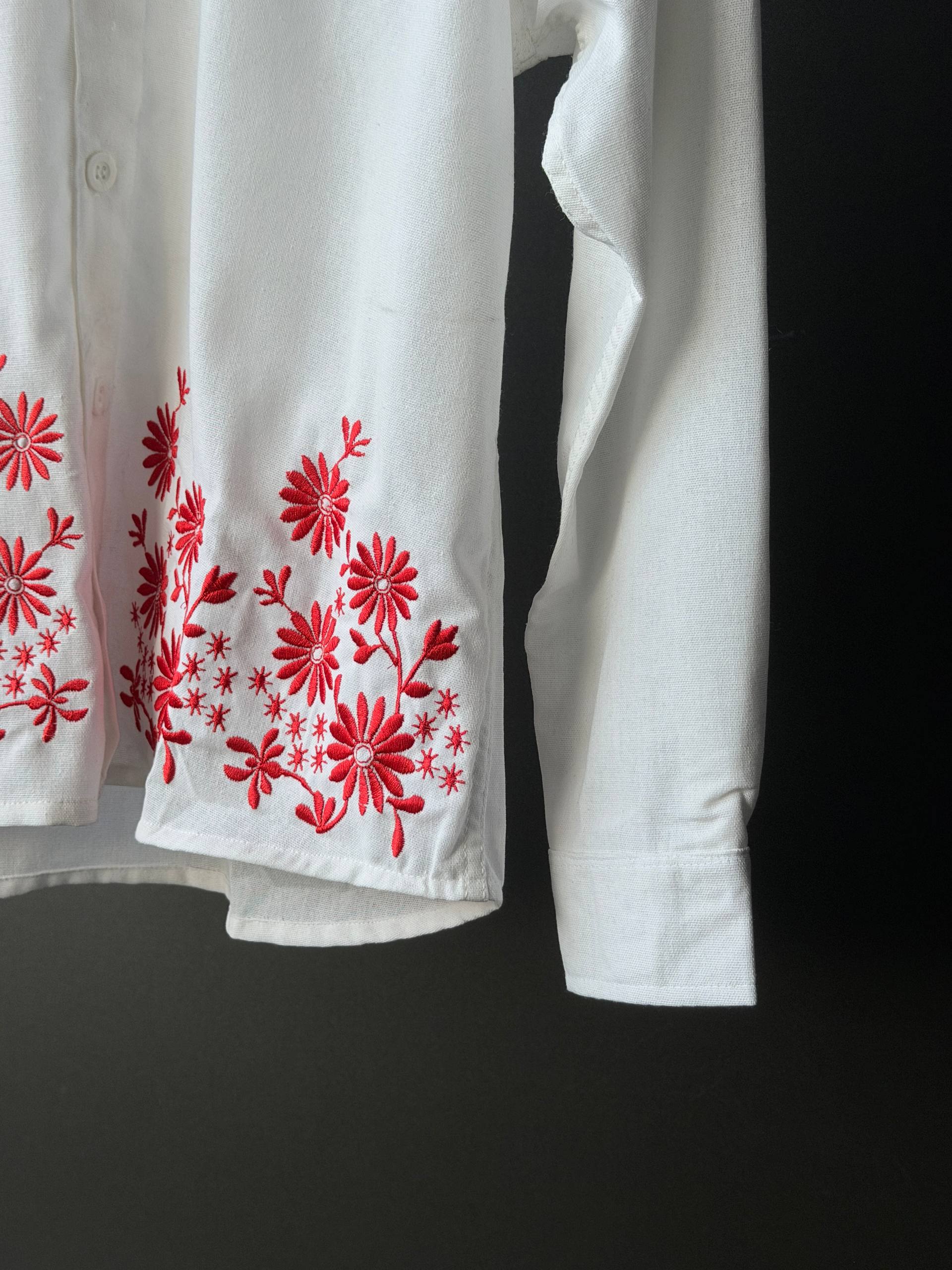 Scarlet Daisy Embroidery Fullsleeve Shirts