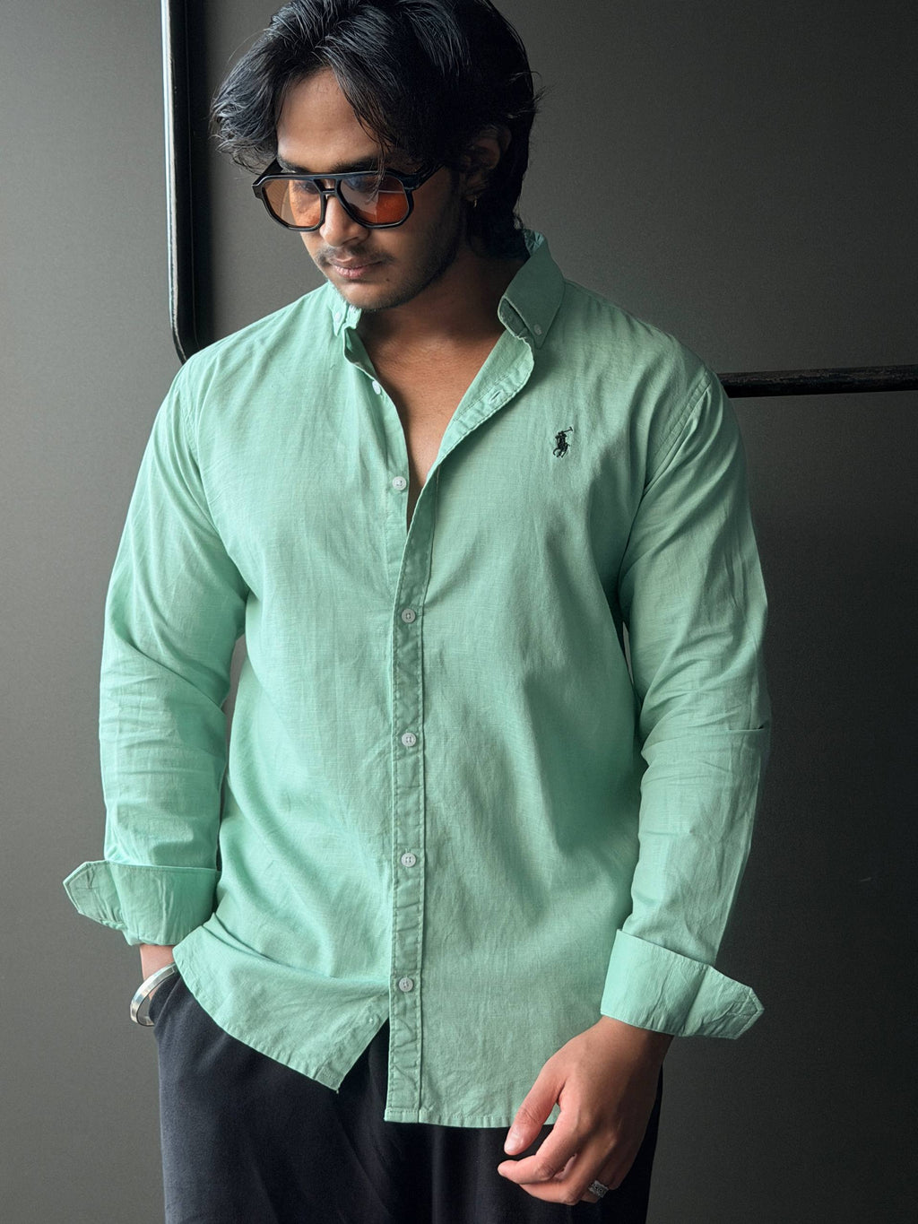 Mint Sage Linen Plain       FullSleeve Shirt