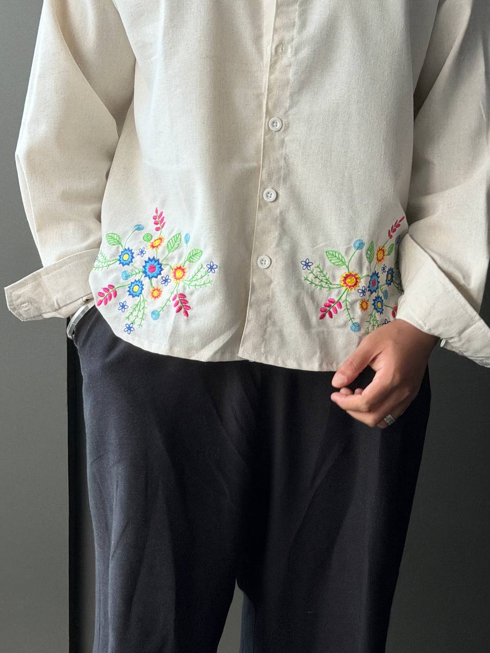 Garden Lace Embroidery  Fullsleeve Shirts