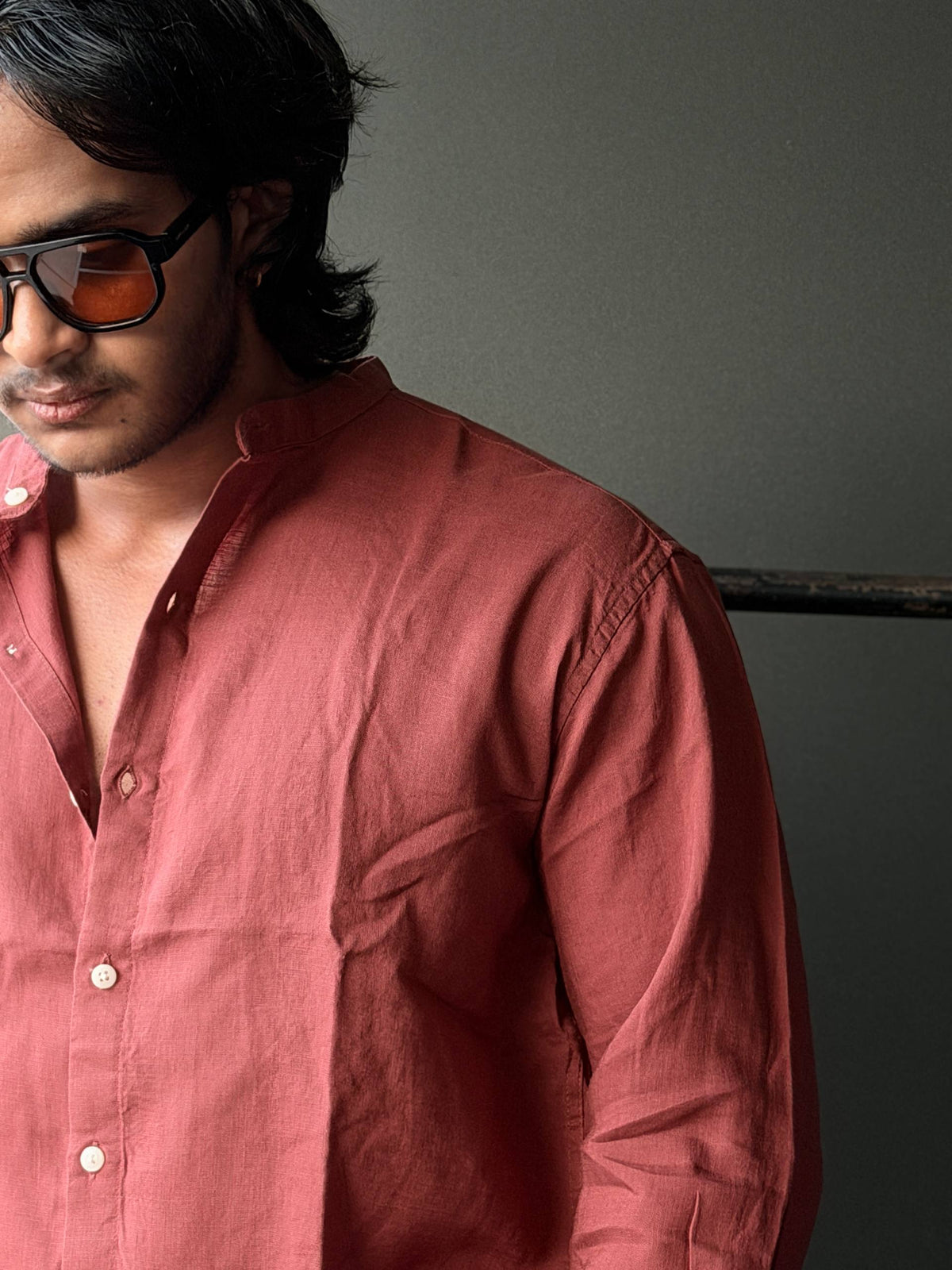 Merlot Rose Linen Fullsleeve Shirt