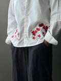 Crimson Poppy Embroidery  Fullsleeve shirts