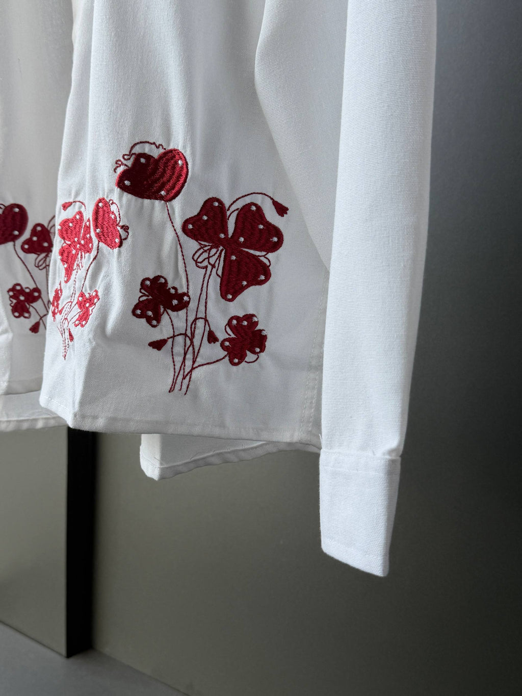 Crimson Poppy Embroidery  Fullsleeve shirts