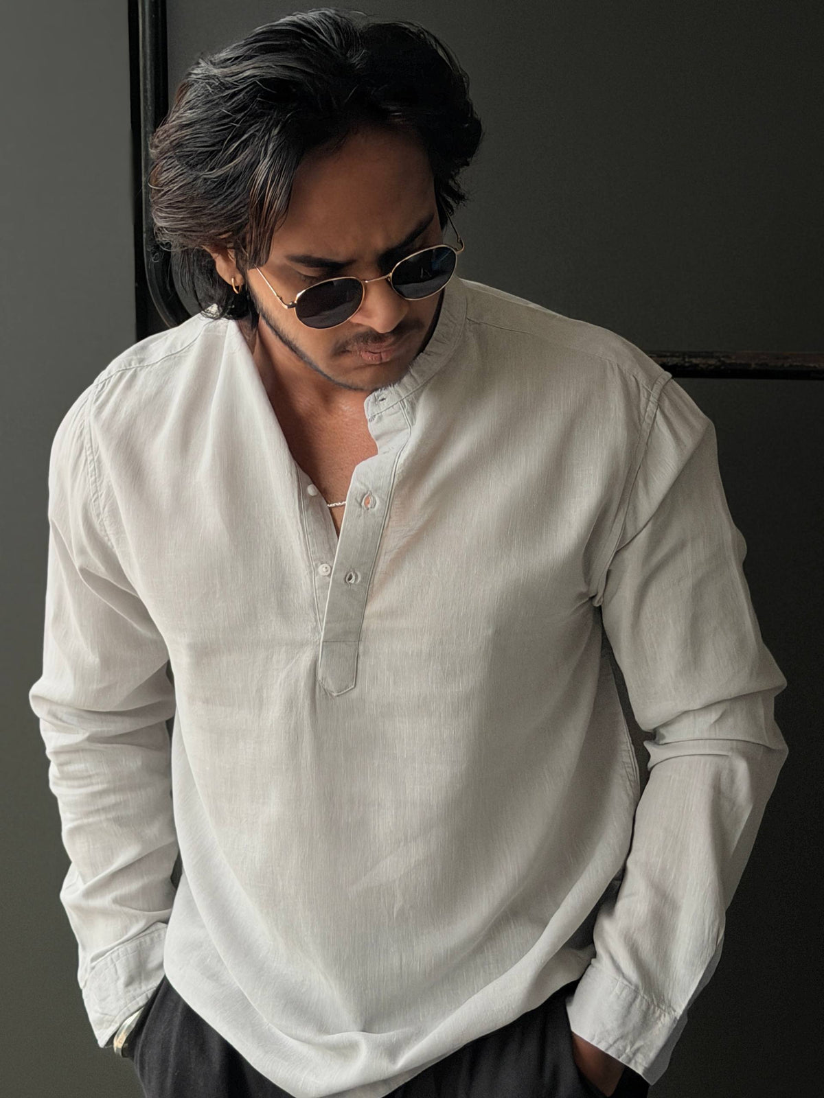 Varel Men's Premium Linen      Short Kurta Fullsleeve