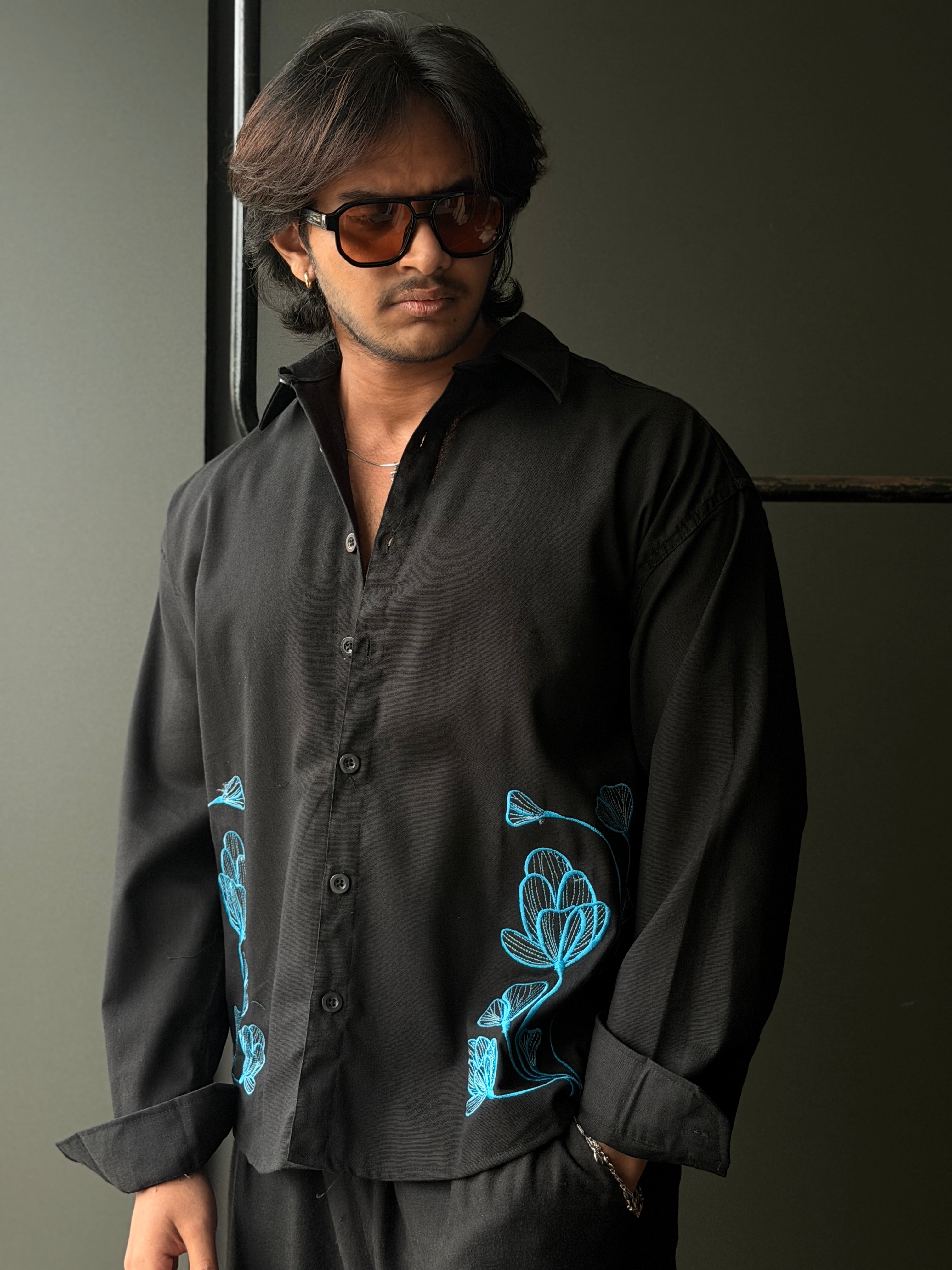 Blue Botanic Embroidery FullSleeve shirt