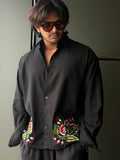 Crimson Bloom Embroidery Fullsleeve Shirt