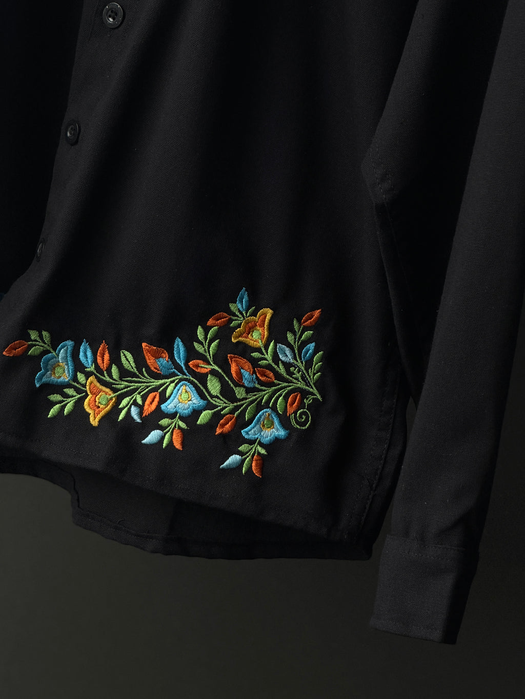 Black Orchid Embroidery Fullsleeve Shirts