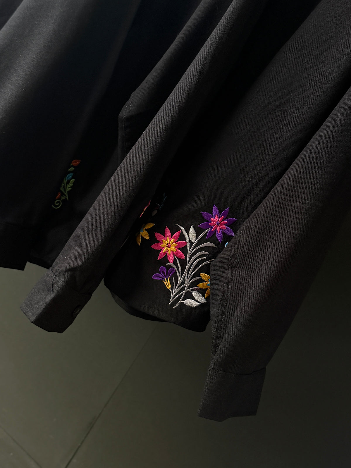 Midnight Bloom Black Embroidery Fullsleeve Shirt