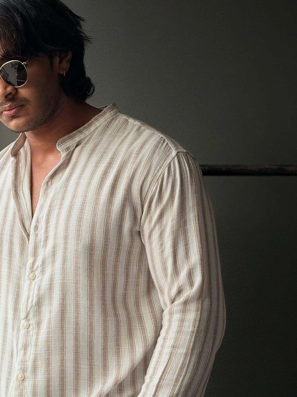 Softlilac Stripe Linen Fullsleeve Shirt