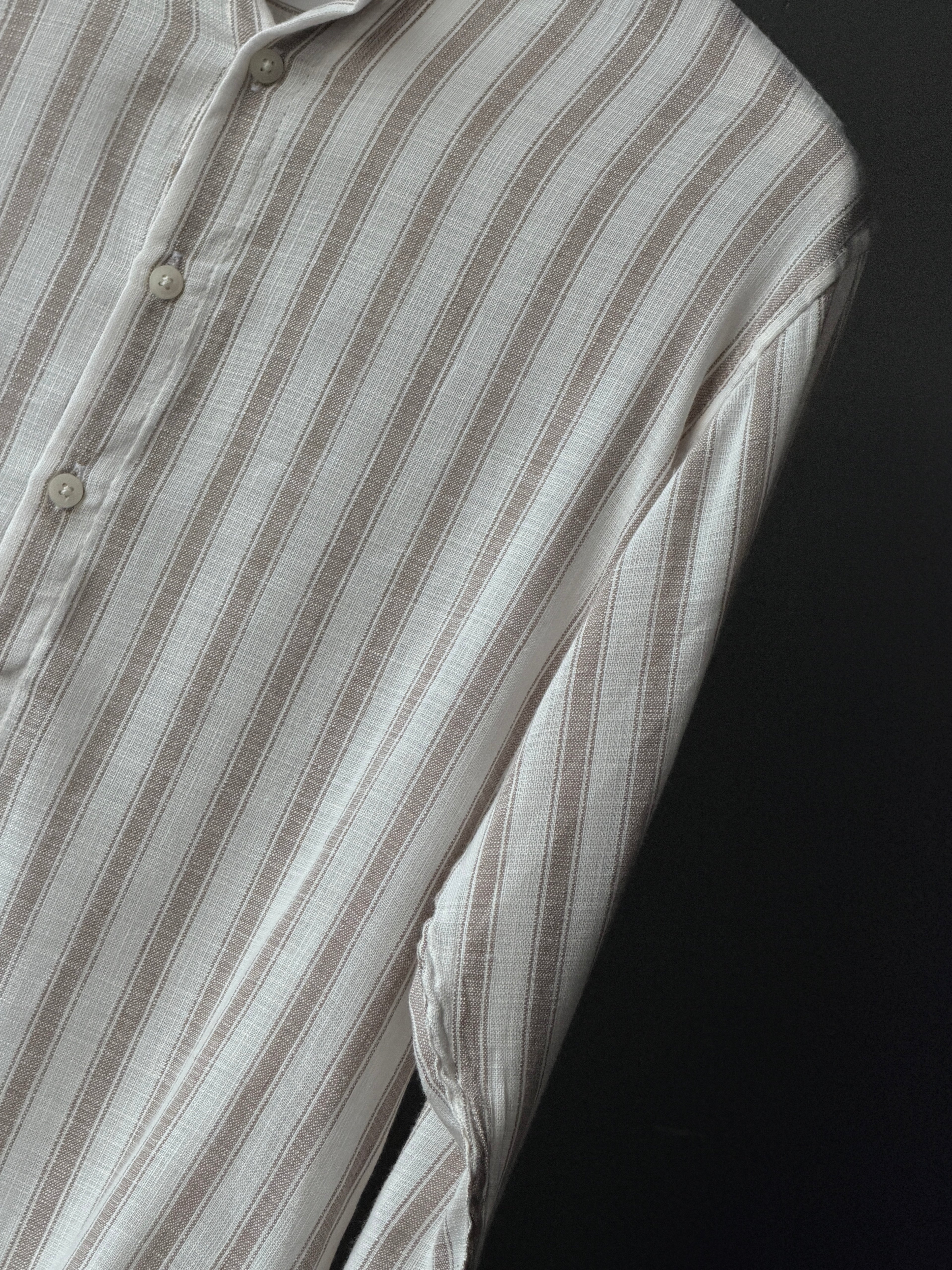 Softlilac Stripe Linen Fullsleeve Shirt