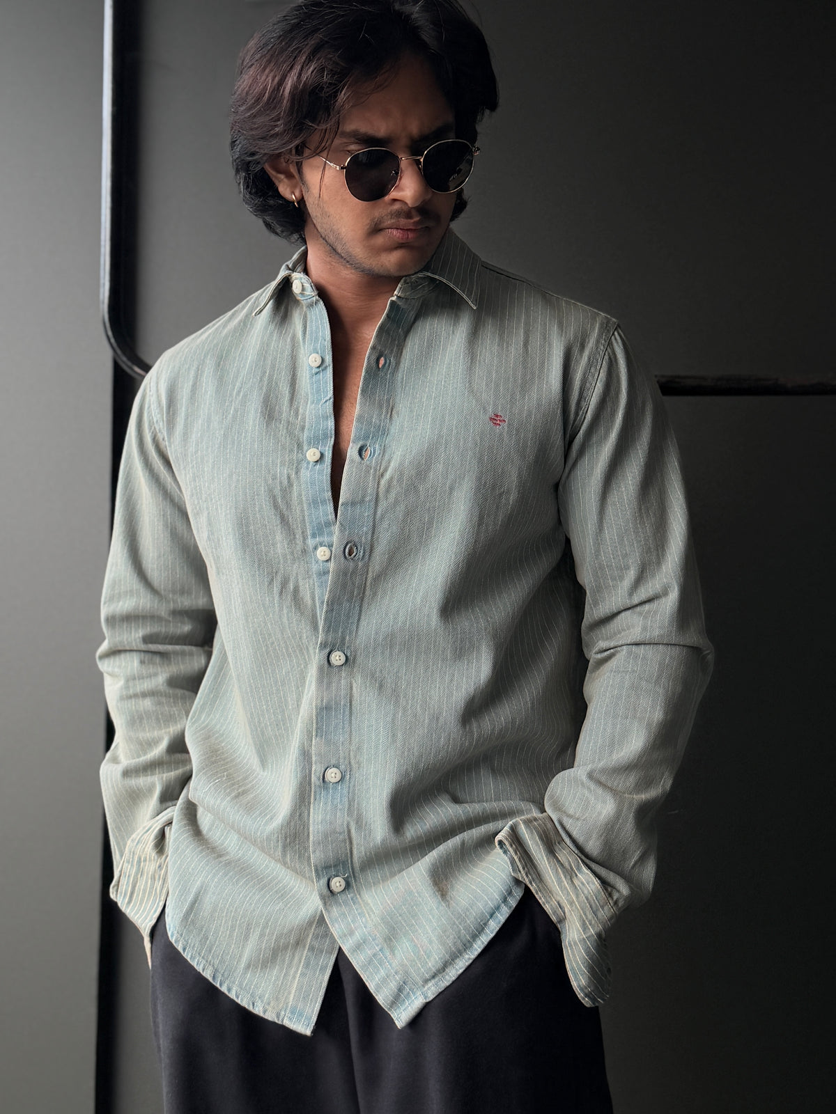 Stormdenim Striped Denim Fullsleeve Shirt